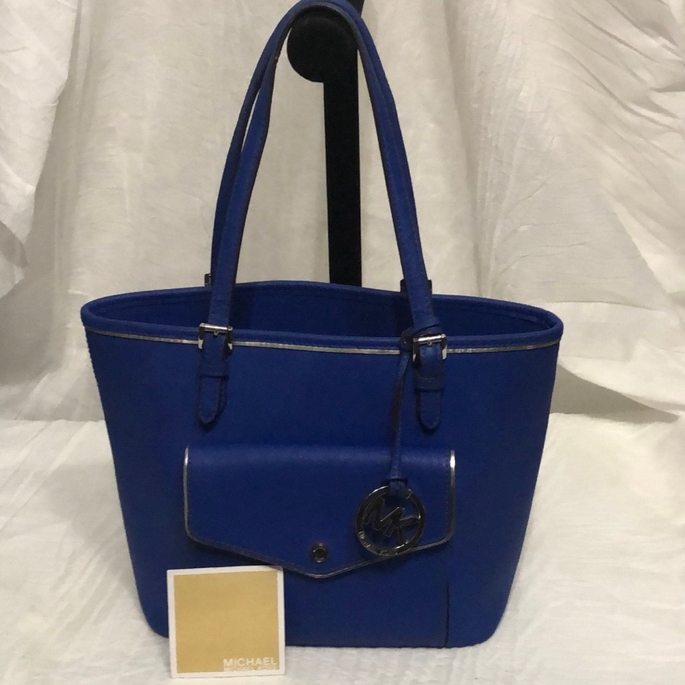 MICHAEL Michael Kors Royal Blue Tote with Silver Hardware